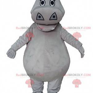 Mascote hipopótamo cinza rechonchudo e fofo - Redbrokoly.com