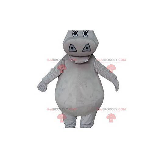 Plump and cute gray hippopotamus mascot - Redbrokoly.com