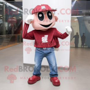 Maroon Alliance mascot costume character dressed with a Bootcut Jeans and Hairpins