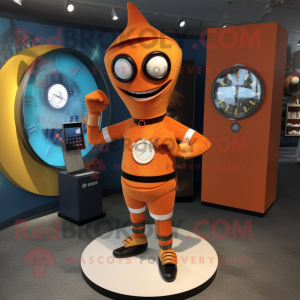 Orange Hourglass mascot costume character dressed with a Rash Guard and Cufflinks