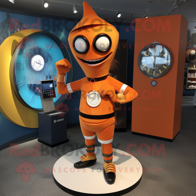 Orange Hourglass mascot costume character dressed with a Rash Guard and Cufflinks Orange Hourglass mascot costume character dressed with a Rash Guard and Cufflinks