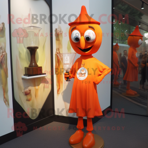 Orange Hourglass mascot costume character dressed with a Rash Guard and Cufflinks