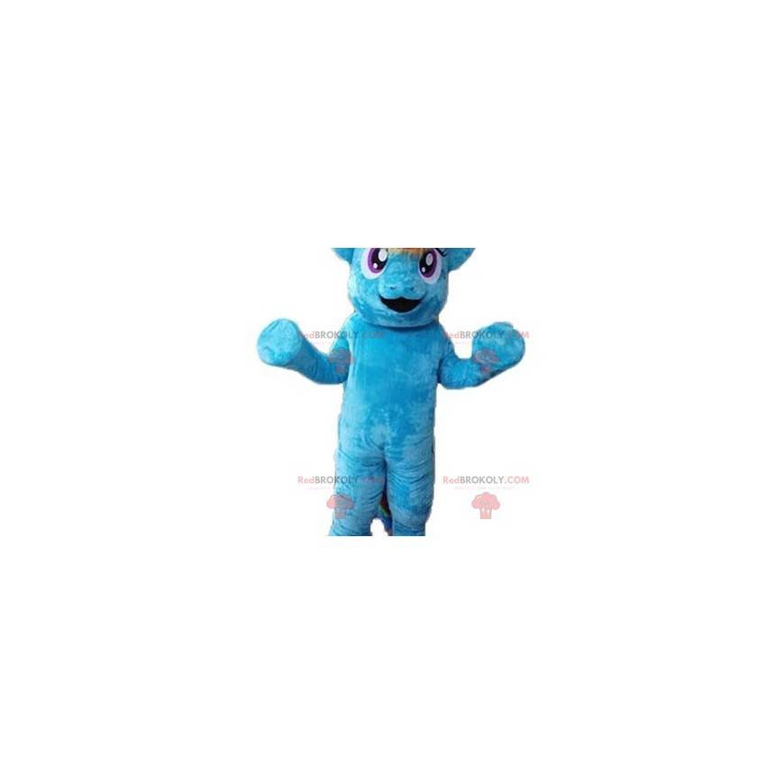 Mascote pônei azul gigante e muito engraçado - Redbrokoly.com