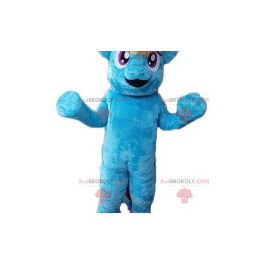 Mascote pônei azul gigante e muito engraçado - Redbrokoly.com