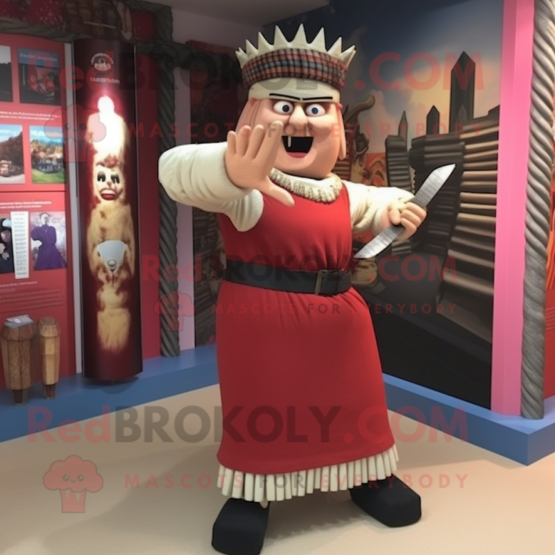 nan Knife Thrower mascot costume character dressed with a Empire Waist Dress and Bracelets
