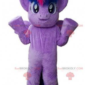 Mascotte de poney violet géant et très chaleureux -