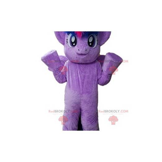 Mascotte de poney violet géant et très chaleureux -