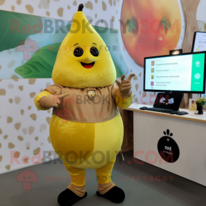 Gold Pear maskot kostume...