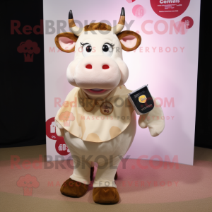 Cream Hereford Cow maskot...