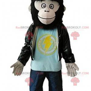 Gorilla behåret abe-maskot med læderjakke - Redbrokoly.com