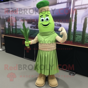 Tan Asparagus mascot costume character dressed with a Dress and Bracelet watches