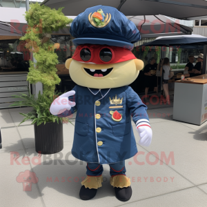 Navy Burgers mascot costume character dressed with a Romper and Pocket squares