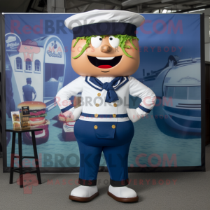 Navy Burgers mascot costume character dressed with a Romper and Pocket squares