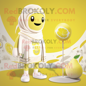 Beige citron maskot kostume...