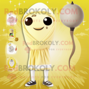 Beige Lemon mascot costume character dressed with a One-Piece Swimsuit and Scarves