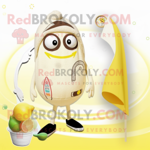 Beige citron maskot kostume...