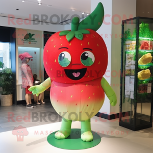 Olive Strawberry mascot costume character dressed with a One-Piece Swimsuit and Cummerbunds