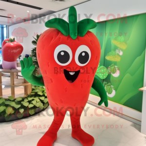 Olive Strawberry mascot costume character dressed with a One-Piece Swimsuit and Cummerbunds