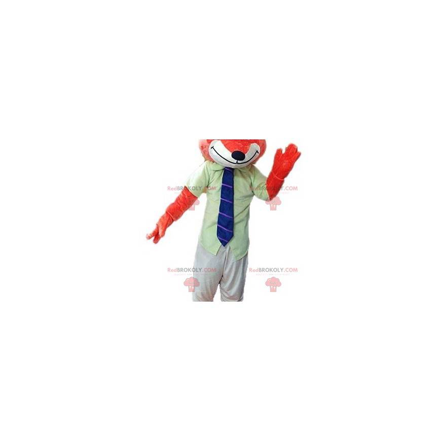 Oranje vos mascotte met stropdas - Redbrokoly.com