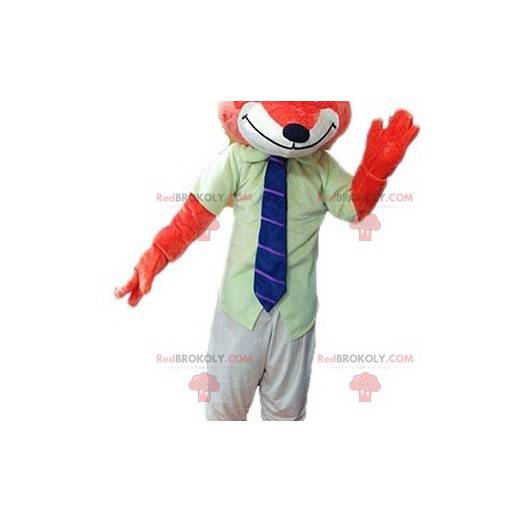 Orange Fuchs Maskottchen mit einer Krawatte - Redbrokoly.com