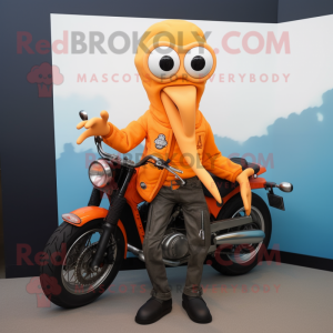Orange Squid maskot kostym...