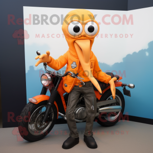 Orange Squid maskot drakt...