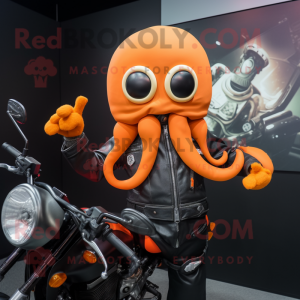 Orange Squid maskot drakt...