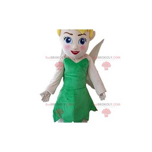 Feenmaskottchen mit einem grünen Kleid. Tinker Bell -