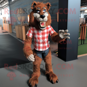 Rust Werewolf mascot costume character dressed with a Polo Tee and Pocket squares