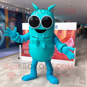 Cyan Lobster maskot kostume...