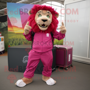 Magenta leeuw mascotte...