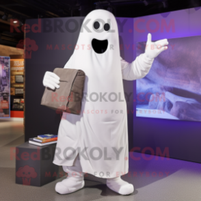 White Ghost mascot costume character dressed with a Cargo Pants and Clutch bags