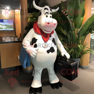 Hvid Holstein Cow maskot...