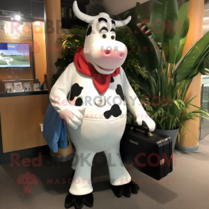 Hvit Holstein Cow maskot...