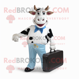Hvid Holstein Cow maskot...