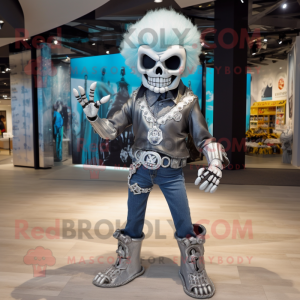 Silver Skull maskot kostym...