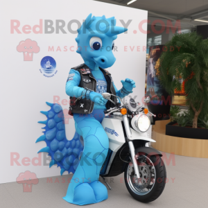 Sky Blue Seahorse mascotte...