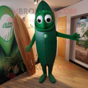 Forest Green Surfboard mascot costume character dressed with a Trousers and Cufflinks