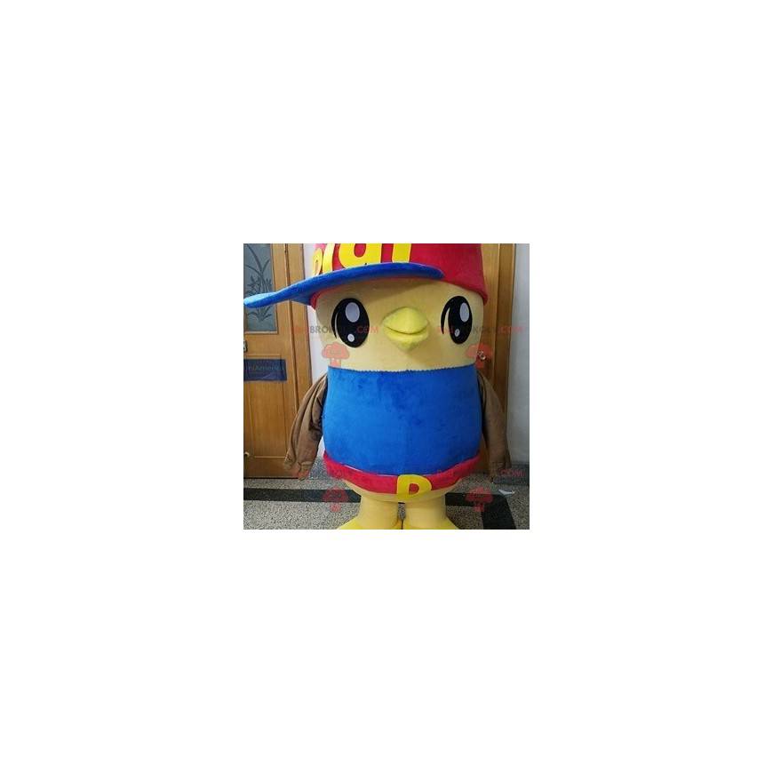 Mascotte d'oiseau jaune d'oisillon de gros poussin -