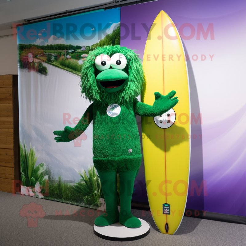 Forest Green Surfboard mascot costume character dressed with a Trousers and Cufflinks