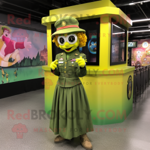 Gulgrønn Beret maskot drakt...