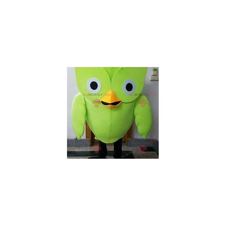 Mascote pássaro verde-coruja gigante - Redbrokoly.com