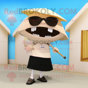 Beige Ray maskot kostume...