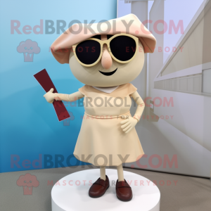 Beige Ray maskot kostume...