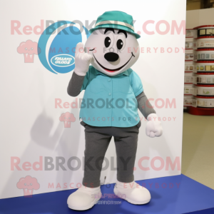 Teal Engagement Ring mascot costume character dressed with a Chinos and Shoe laces