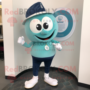 Teal Engagement Ring mascot costume character dressed with a Chinos and Shoe laces