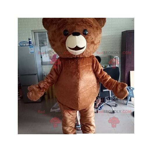 Mascotte orsacchiotto marrone grassoccia e commovente -