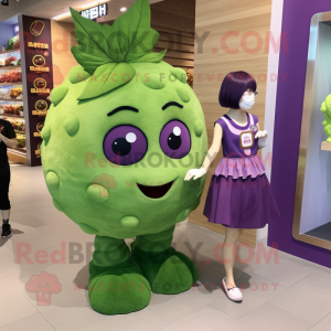 nan Grape mascot costume character dressed with a Mini Skirt and Watches