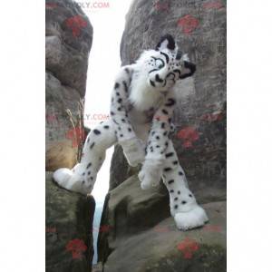 Hvit og svart cheetah-maskot - Redbrokoly.com