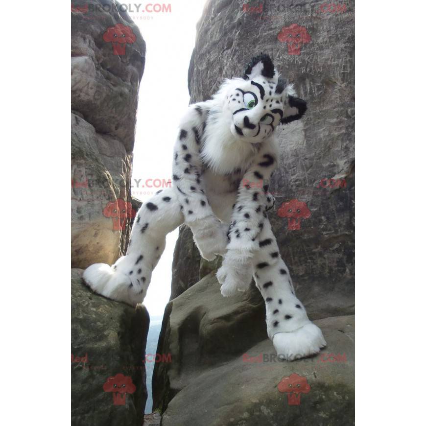 Witte en zwarte cheetah mascotte - Redbrokoly.com
